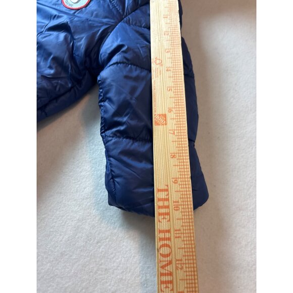 Baby Blue Puffer Snowsuit With Hood & Bear Patch 12-18 months - Picture 6 of 13